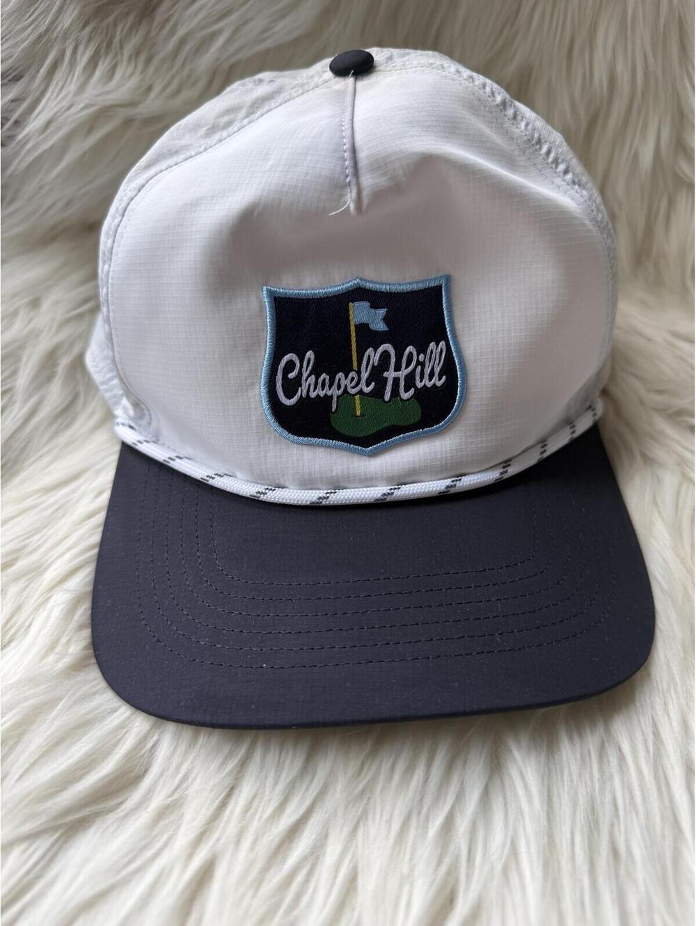 Chapel Hill White and Navy Baseball Cap with Embroidered Logo